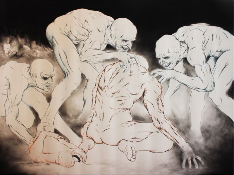 Placebo Singers, 2015, graphite and charcoal on Hahnemühle paper