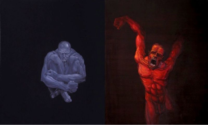 Inhale/Exhale, 2003, Diptych, Oil and acrylic on canvas