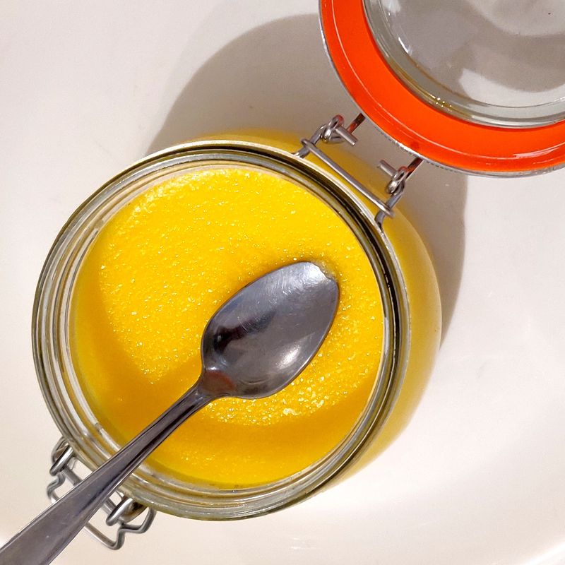 Installation view, direct-contact//feedback, clarified butter/ghee, 2019